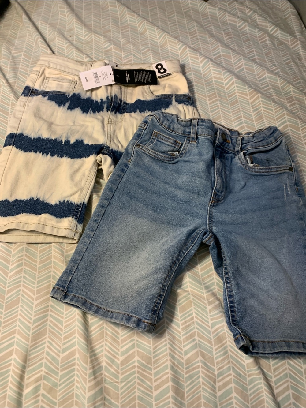 Cotton On Kids Navy Tie-Dye Shorts + Light Blue Denim Shorts